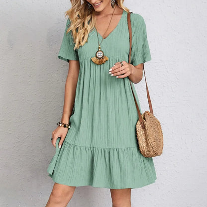 🏆【Reducere mare】Rochie lejeră, casual, la modă 2025, 🌻🌼Mai multe culori disponibile, perfectă pentru vara fierbinte 