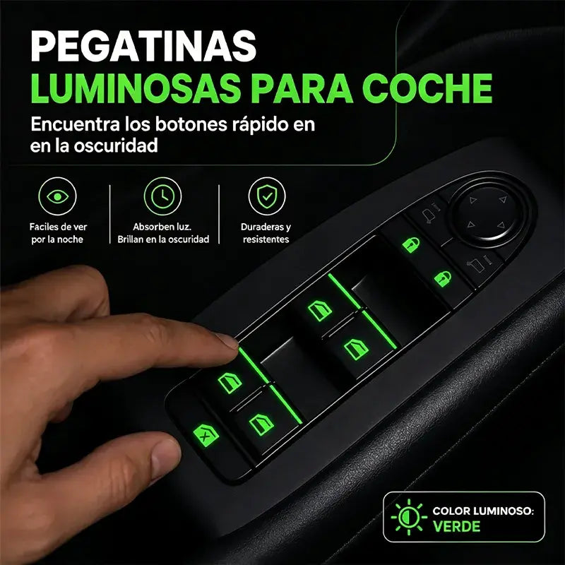 🚗 Pegatinas Fluorescentes para Botones del Coche | Localiza los Controles al Instante Incluso de Noche