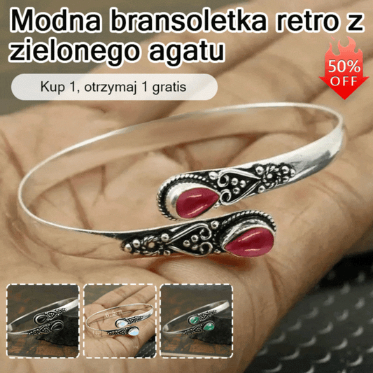 💜【Oferta por tiempo limitado】Pulsera vintage de ágata verde en plata S925