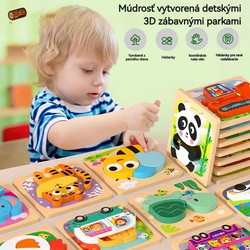👧🏻🧩Puzzle 3D drewniane Montessori do wczesnej edukacji