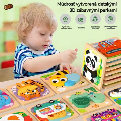👧🏻🧩Puzzle 3D drewniane Montessori do wczesnej edukacji