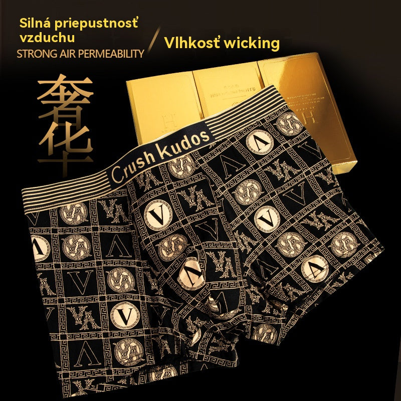 🚹✅💥【40-140kg】Priedušná spodná bielizeň z ľadového hodvábu pre mužov, pohodlná bezšvová spodná bielizeň, plus size, módna potlač