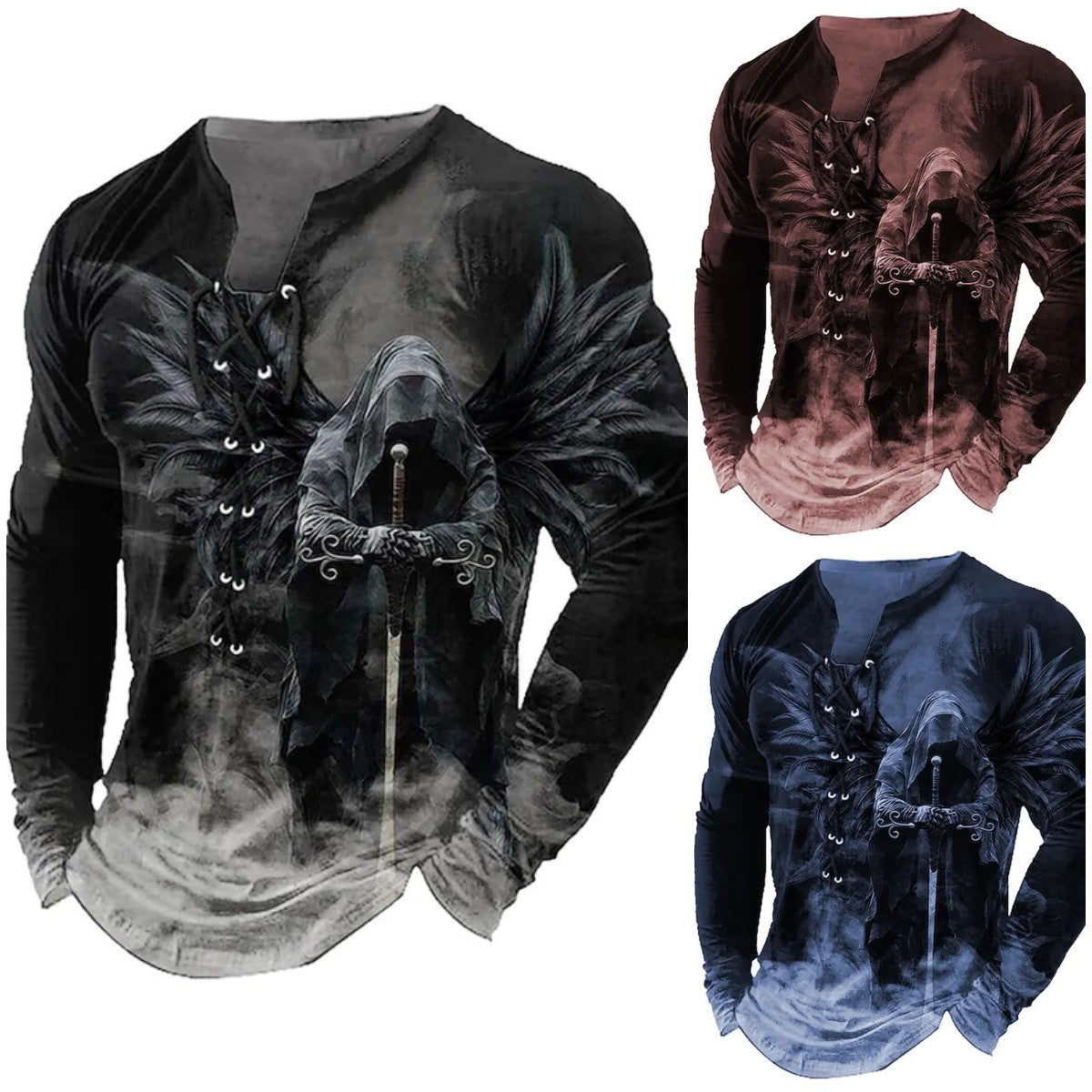 👕Camiseta casual de manga larga para hombre con estampado 3D