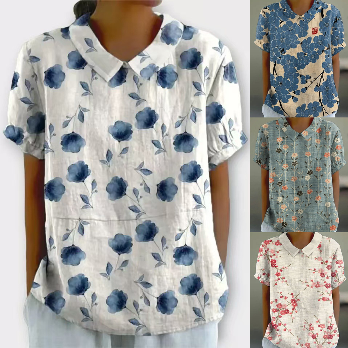 👚【S-5XL】Camisa informal estampada de tallas grandes para mujer, colección 2026