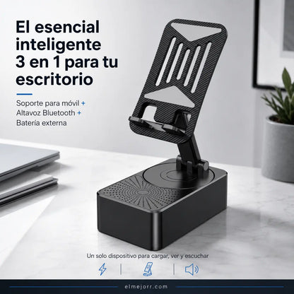 🔥 3 en 1: Altavoz Bluetooth + Cargador + Soporte 360° para Móvil 📱🔊⚡