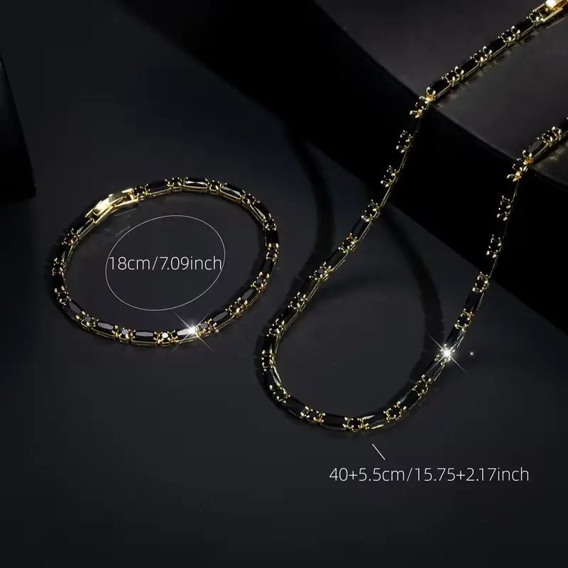 ✨【Collar + Pulsera】1 juego 27 euro📢📢 Juego de joyas deslumbrantes para hombre: diseño llamativo con circonita cúbica, estilo urbano sofisticado y ajuste regulable ⛓️