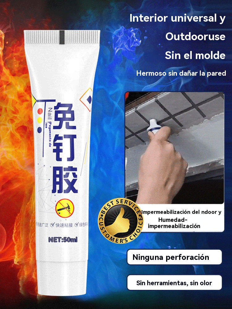 🧰📍【Compre 1 y obtenga 1 gratis】Práctico adhesivo multiusos sin clavos: resistente al agua sin taladrar, se puede utilizar en metal, plástico, azulejos, cerámica, vidrio y madera.