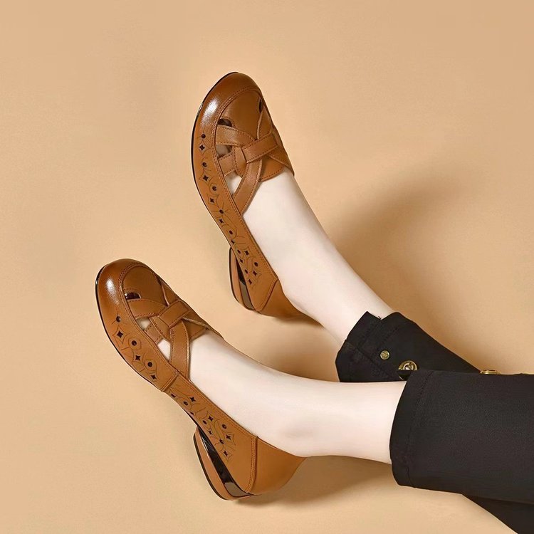 🥰Precio más bajo por tiempo limitado💞【35-40】Nuevos zapatos de mujer de piel auténtica con punta redonda y tacón bajo (modelo 2026)