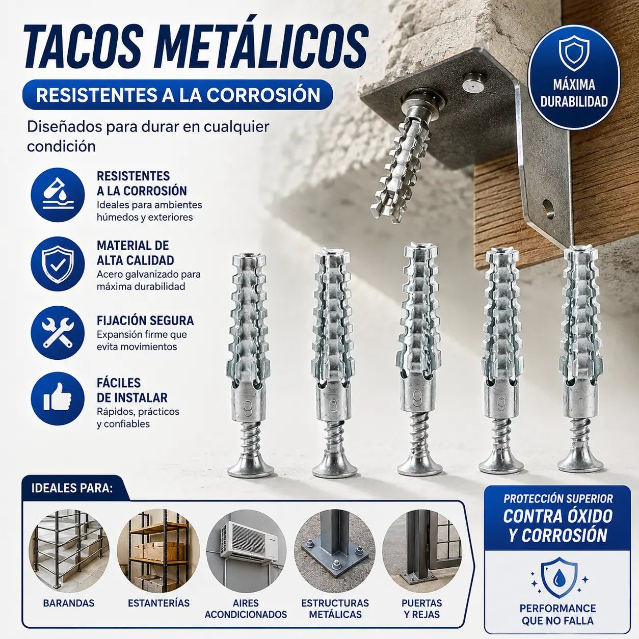【100 juegos】🔩 Anclaje metálico dentado súper resistente para fijaciones firmes en cualquier pared