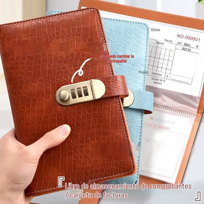 📓-35%💰🔐Se utiliza una libreta protegida con contraseña para guardar cheques, dinero en efectivo, tarjetas bancarias y diversos comprobantes.