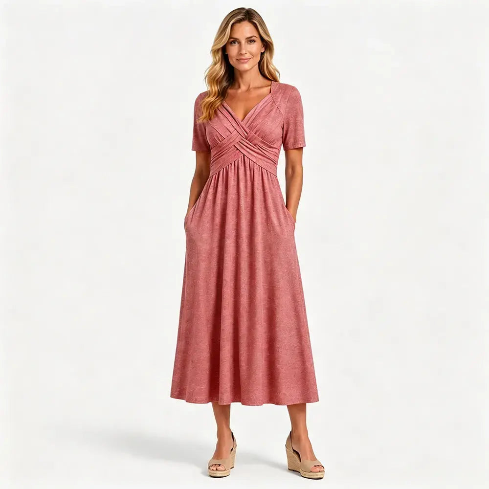 💟【50% DE DESCUENTO】【S-3XL】Vestido casual midi de color liso