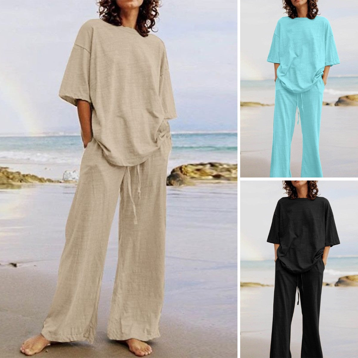 🎁-58%【S-5XL】Luźny, swobodny komplet damski, dwuczęściowy, wykonany w 100% z bawełny (góra + spodnie)