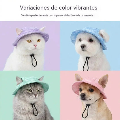 【Compra uno y llévate otro gratis】🐾 Sombrero de pescador ajustable para mascotas (con orificios para las orejas): Lindo y protector solar.