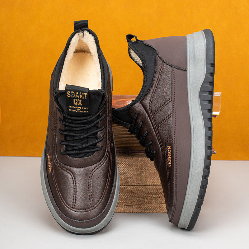 ⛄🔥【Zľava 50 %】2025 Nová pánska zimná každodenná športová obuv, pravá koža, vodeodolná, s mäkkou podrážkou a zamatom