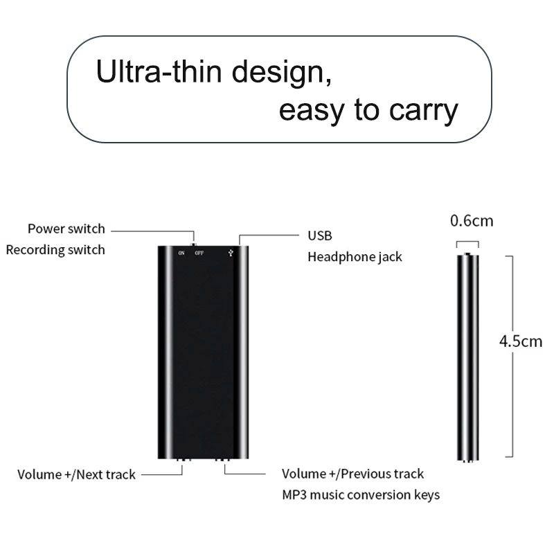 Мини гласов рекордер с интелигентно гласово активиране