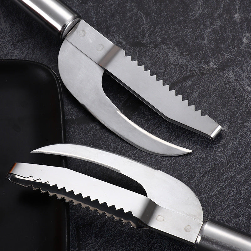 🍲🐟【Ponudba za 2 kosa】Večnamenski nož iz nerjavečega jekla za učinkovito strganje ribjih lusk