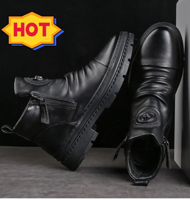 🔥[39-44] Nové pánske vysoké čižmy z britskej kože s hrubou podrážkou
