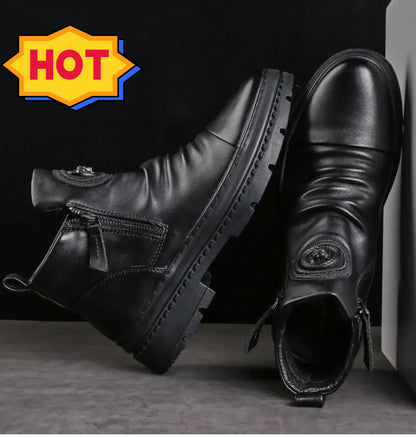 🔥[39-44] Nové pánske vysoké čižmy z britskej kože s hrubou podrážkou