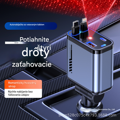 ⚡✨ Ultrarýchla nabíjačka do auta: Dva výsuvné porty USB-C s ambientným osvetlením Starlight a inteligentnou bezpečnostnou ochranou 🚗💫