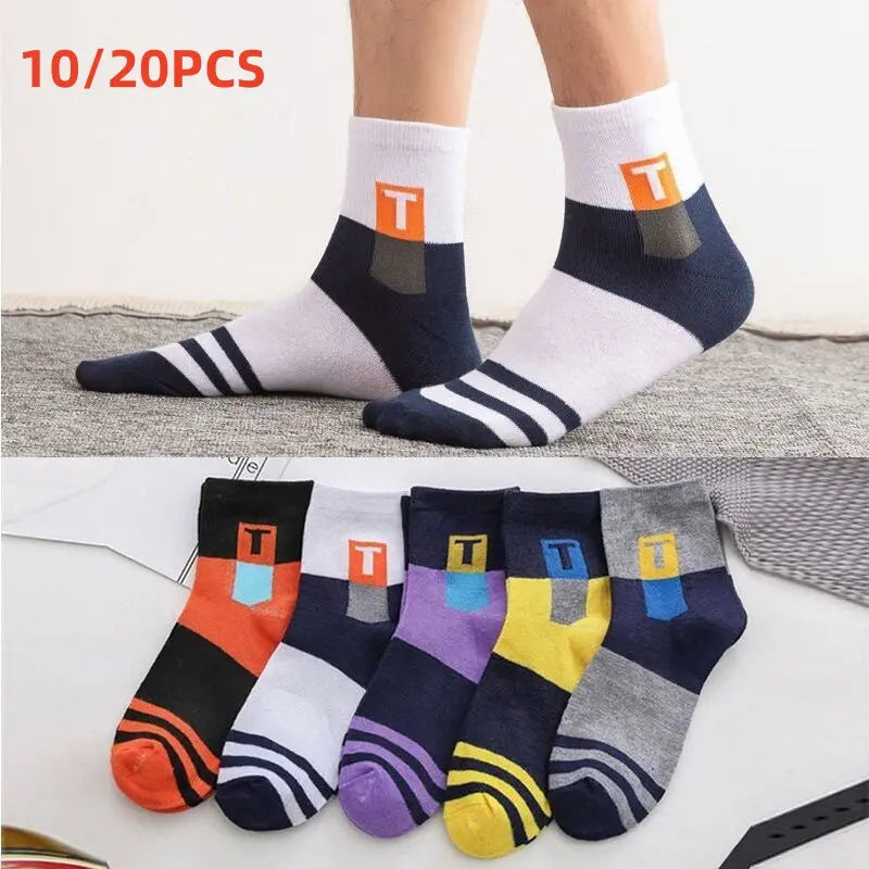 🧦【10/20 pares】Calcetines deportivos transpirables, antiolores y absorbentes del sudor para hombre