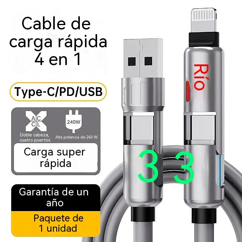 🌈¡Un solo cable, mayor comodidad! Cargador multifuncional con iluminación RGB