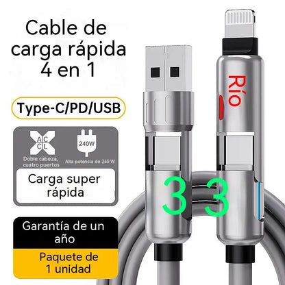 🌈¡Un solo cable, mayor comodidad! Cargador multifuncional con iluminación RGB