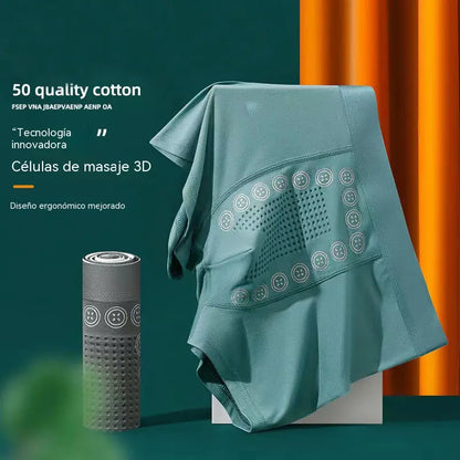🔥 【Paquete de 4】Calzoncillos bóxer transpirables con textura de masaje y cintura media para hombre