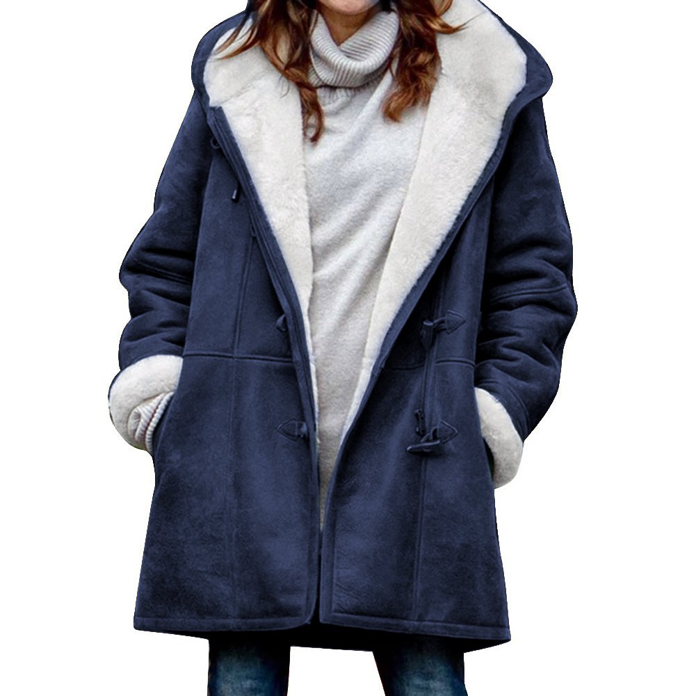 🐏 Descuento de temporada 🔥【S-5XL】Abrigo de invierno para mujer con forro polar y cuello de pelo
