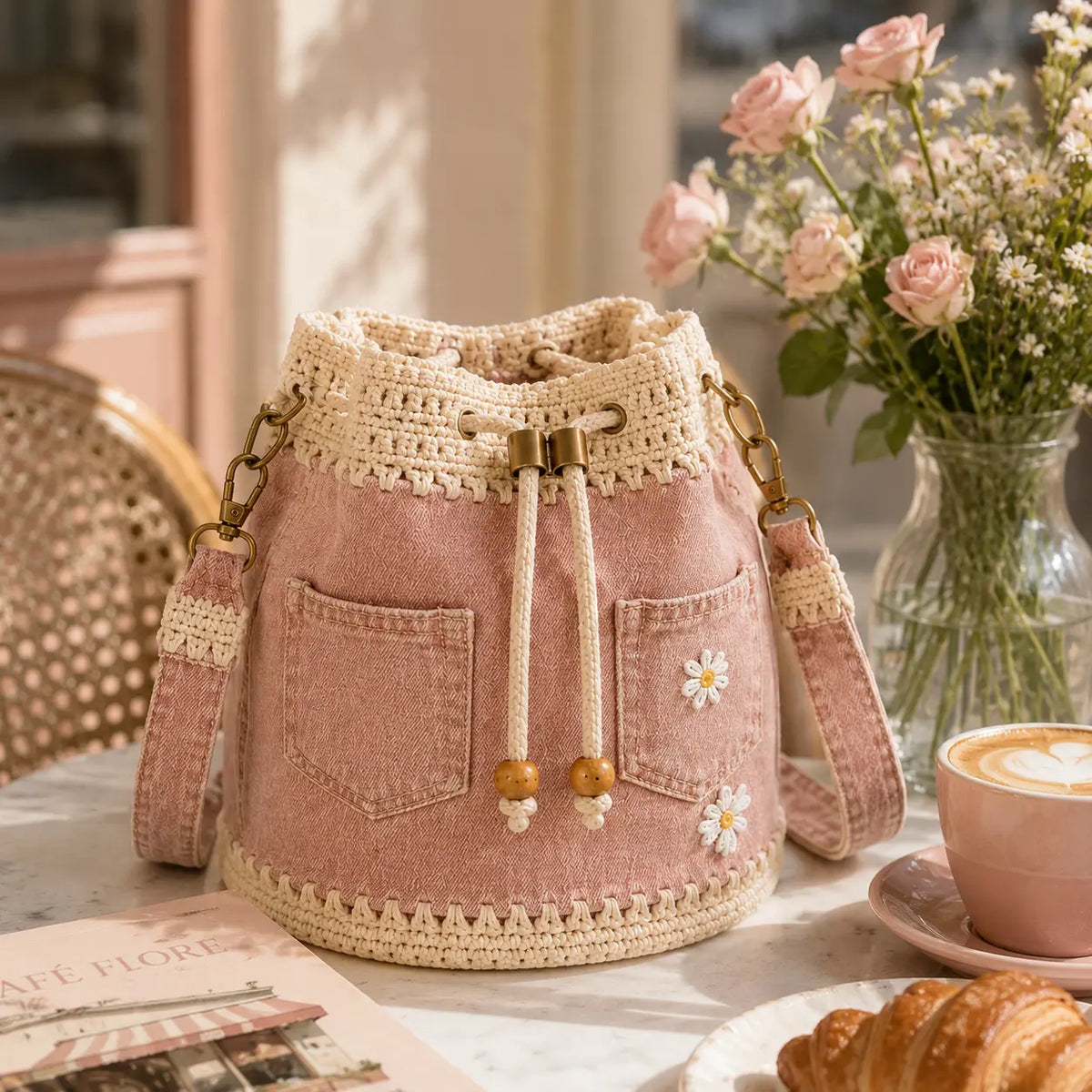 Bolso vaquero tejido de estilo bohemio que completa cualquier look ✨