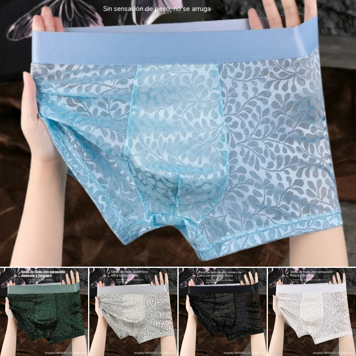 【L-4XL】Ropa interior de malla de seda helada para hombre, talla grande, transpirable.