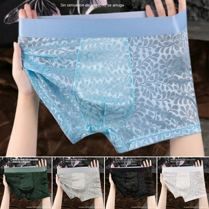 【L-4XL】Ropa interior de malla de seda helada para hombre, talla grande, transpirable.