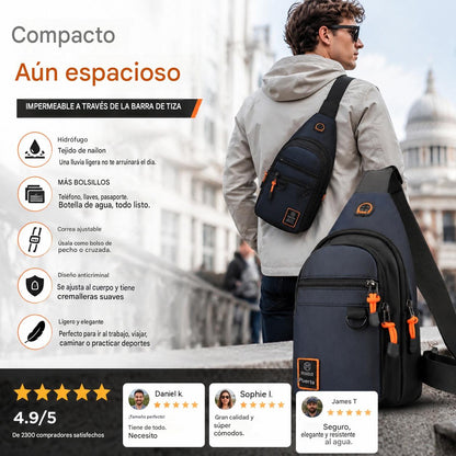 【Compra 1 y llévate otro gratis】2 artículos por 32 €🎒 ✨ Bolso bandolera multibolsillos resistente al agua: almacenamiento organizado, correa ajustable, puerto para auriculares.