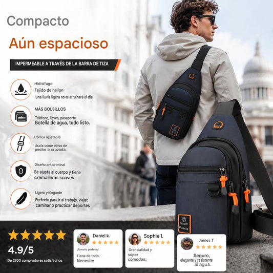 【Compra 1 y llévate otro gratis】2 artículos por 32 €🎒 ✨ Bolso bandolera multibolsillos resistente al agua: almacenamiento organizado, correa ajustable, puerto para auriculares.