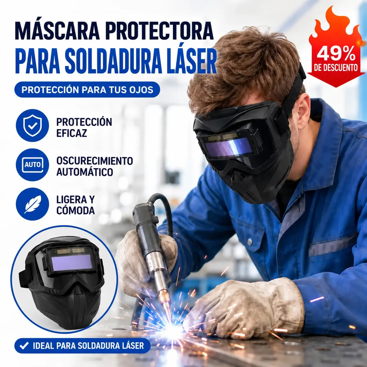 🔥⚡Máscara de soldadura con oscurecimiento automático para proteger los ojos