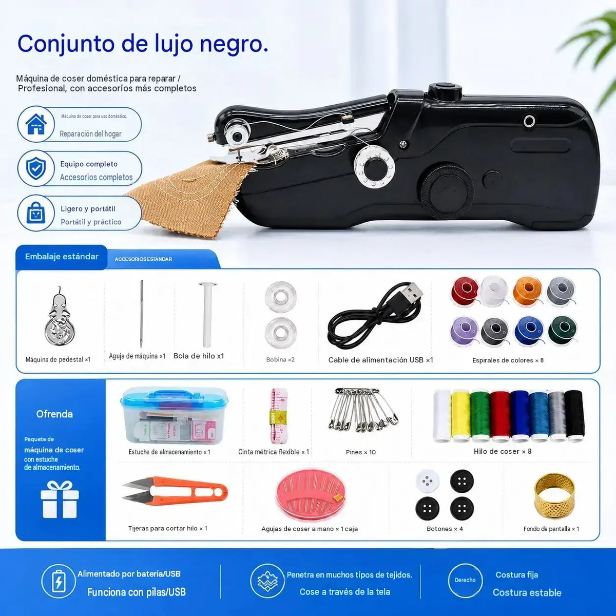 🧵 Mini máquina de coser eléctrica: ¡ligera, portátil y fácil de usar! ✨