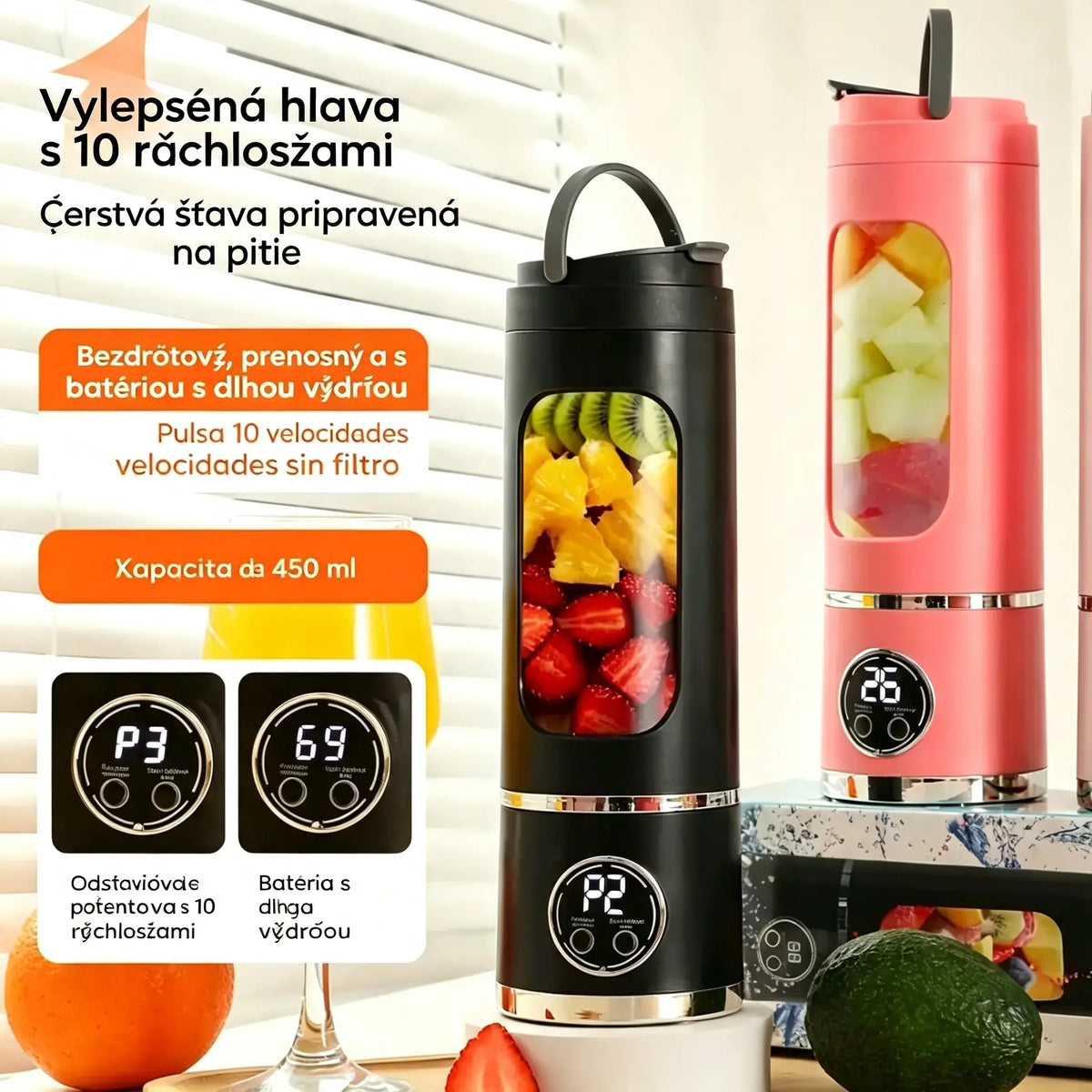 ✨🍹 Bezdrôtový prenosný mixér 🔥 Bezdrôtový prenosný dizajn