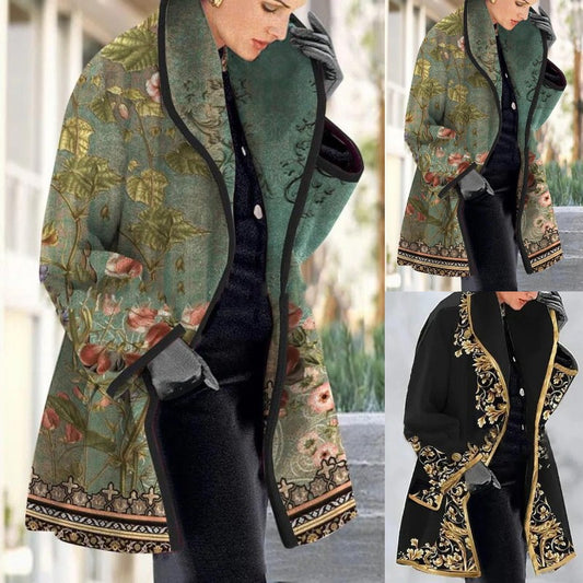 💐🧥【S-3XL】 štíhly vlnený kabát na chlopni s potlačou v Európe a Amerike 3769994
