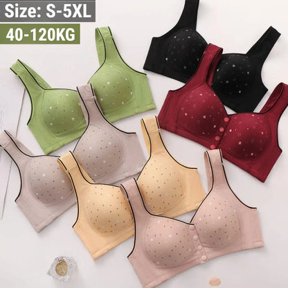 😍【Paquete de 3 piezas】Sujetador sin aros para mujer con botones delanteros 【40-120 kg】❤️Algodón natural antibacteriano y cómodo