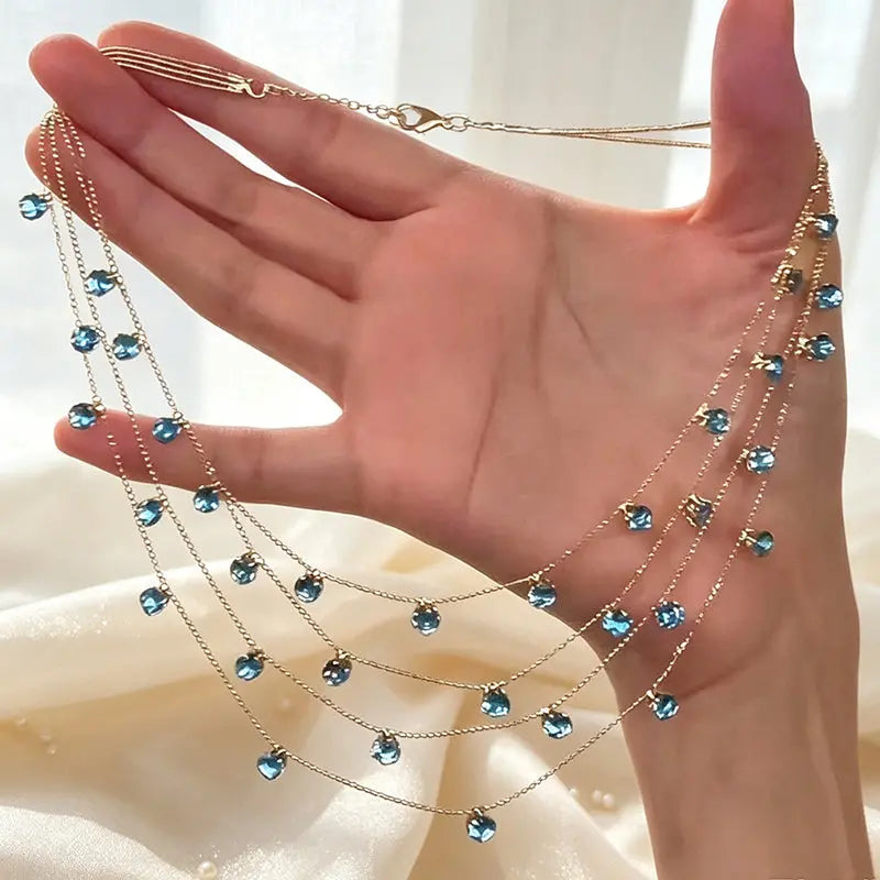 📢📢 ¡50% de descuento! ✨ Collar con colgante de clavícula brillante de múltiples capas para mujer
