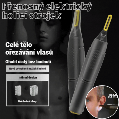 👨🔥2026 novinka🔥 Pánský elektrický zastřihovač chloupků v nose⚡ Dobíjecí mini přenosný ✂️ 3 v 1 pro obočí a kotlety, bezpečný a šetrný k pokožce✅