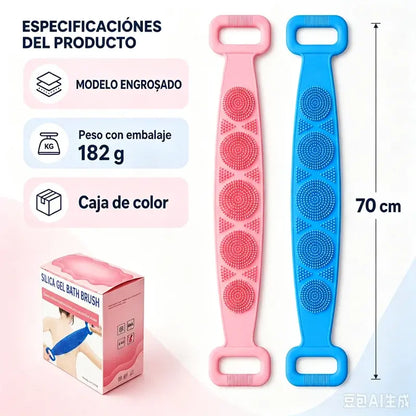 🔥Compra 1 y llévate 1 gratis🔥🛁 Guante de Baño de Silicona de Doble Cara – Exfoliante Corporal Extra Largo para Limpiar Fácilmente la Espalda