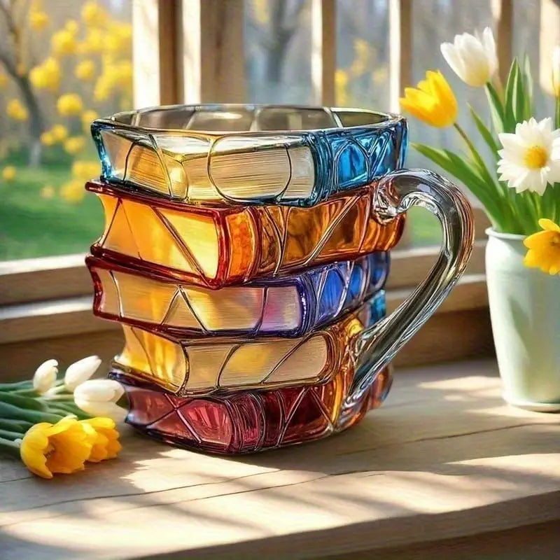 ✨【Oferta por tiempo limitado：-40%】📚3D Taza de café única con forma de libro apilado