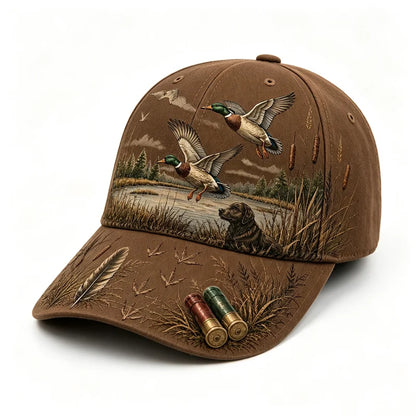 【Retro americký štýl】Bejzbalová šiltovka Duck Hunting Wild & Ready, grafická potlač s motívom lovu kačíc, nastaviteľná, vintage outdoorový štýl (5 farieb) ✨
