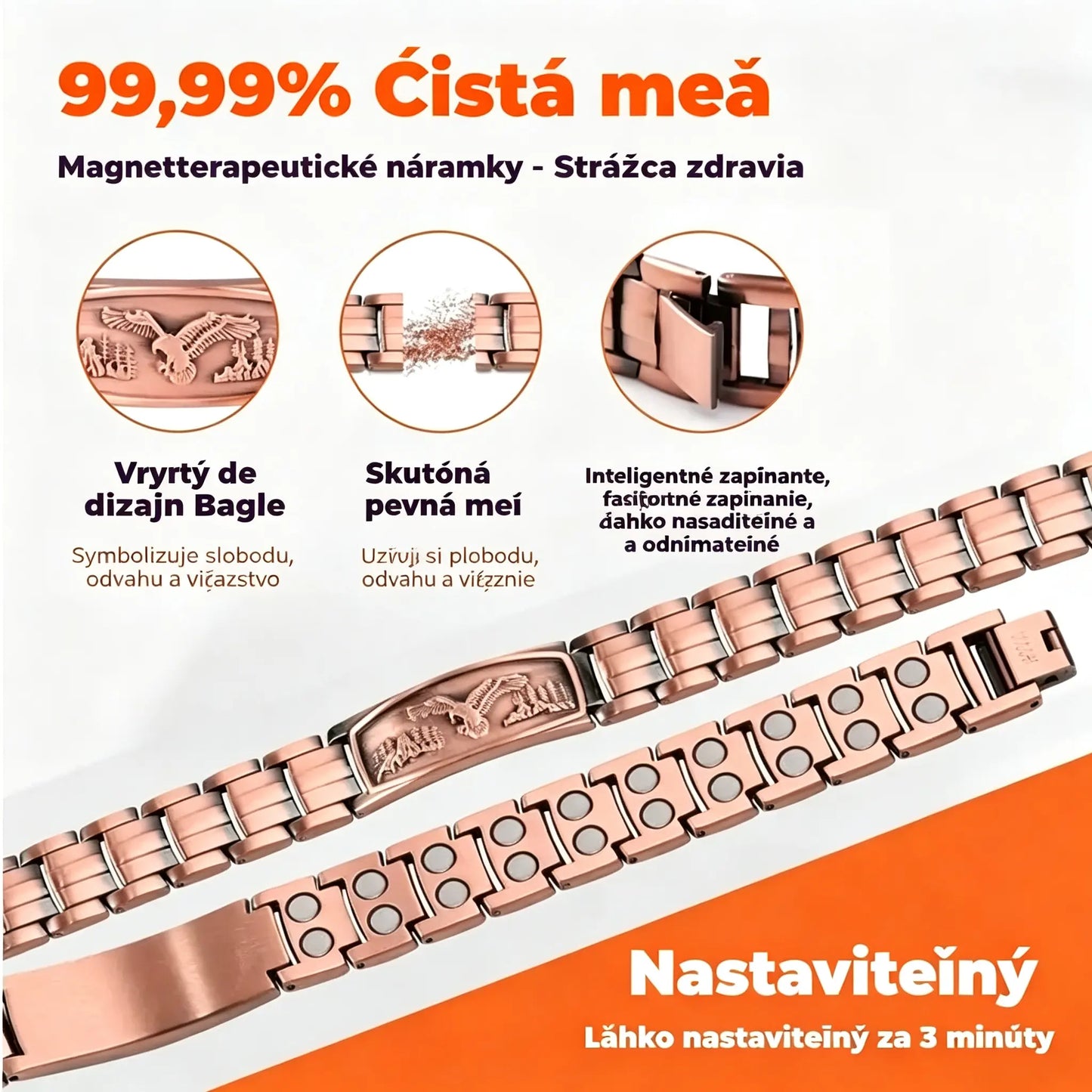 🔥【Náramok + náhrdelník】Pánsky magnetický náramok s dizajnom orla