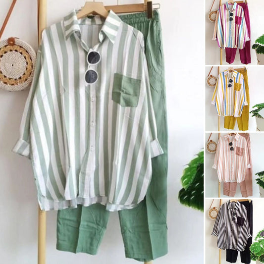 🌻Reducere limitată în timp 【S-5XL】 🌸Preț de primăvară 2025 Costume casual cu dungi pentru femei, la modă și confortabile 