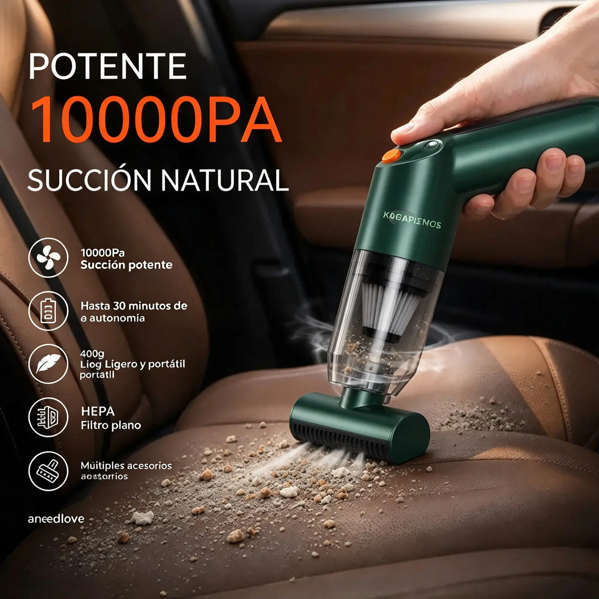 🚗✨ Potente aspiradora inalámbrica para coche – Compacta, sin cables y potente