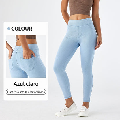 😍【S-XL】Pantalones vaqueros ajustados de talle alto/pantalones de yoga 2026, efecto adelgazante y realzador de glúteos