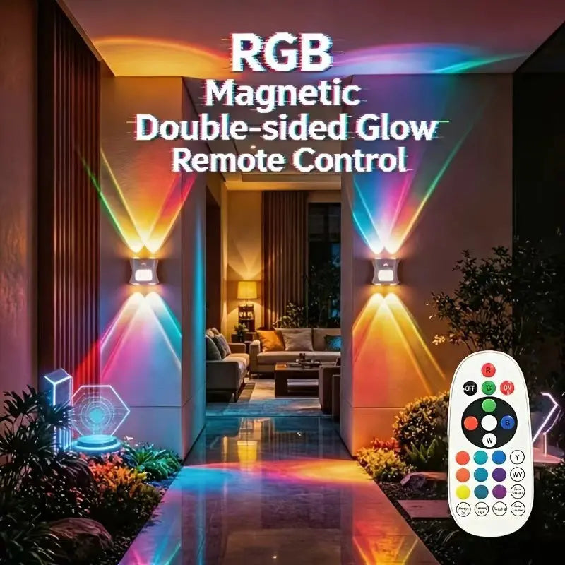 Lámpara de pared ambiental magnética RGB con sensor de movimiento y funciones de control remoto.