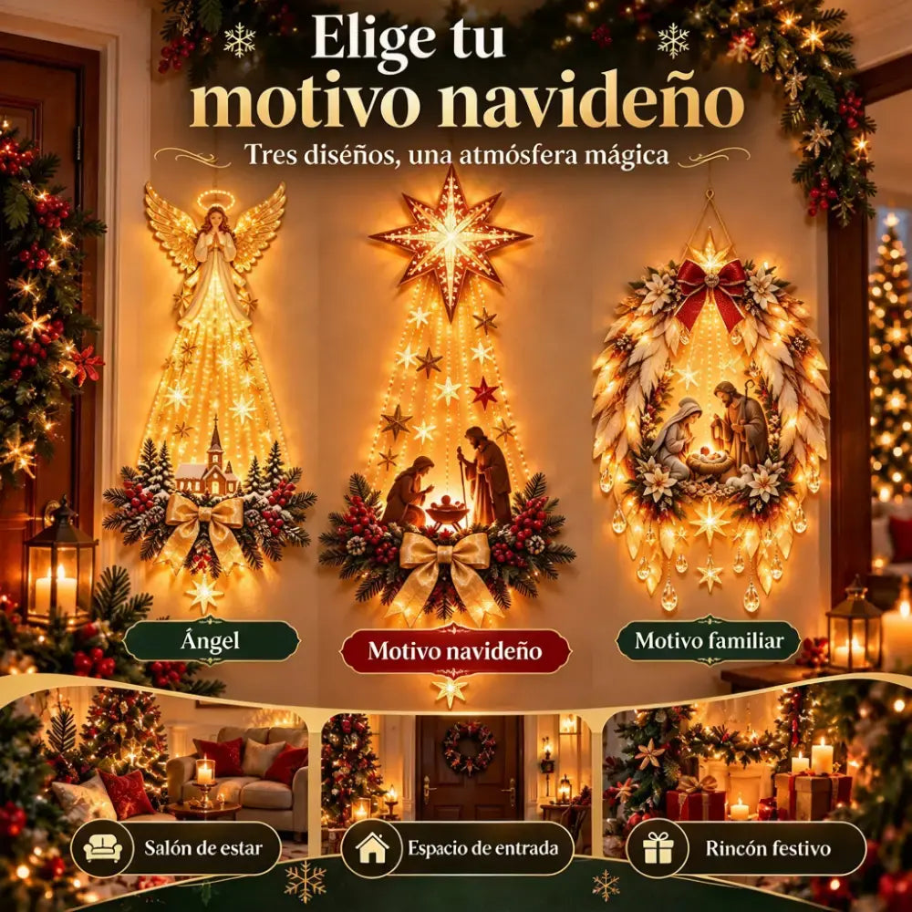✨🕯️ Belén Luminoso de Pared | Escena de Nacimiento con Luces LED | Decoración Navideña para el Hogar 🏠