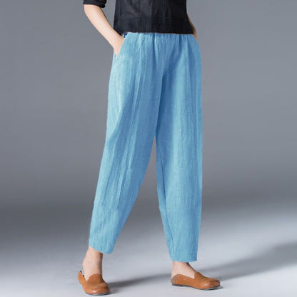 🌿50% DE DESCUENTO🔥【40-120 kg】Pantalones de mujer de algodón y lino de corte ancho, disponibles en tallas grandes